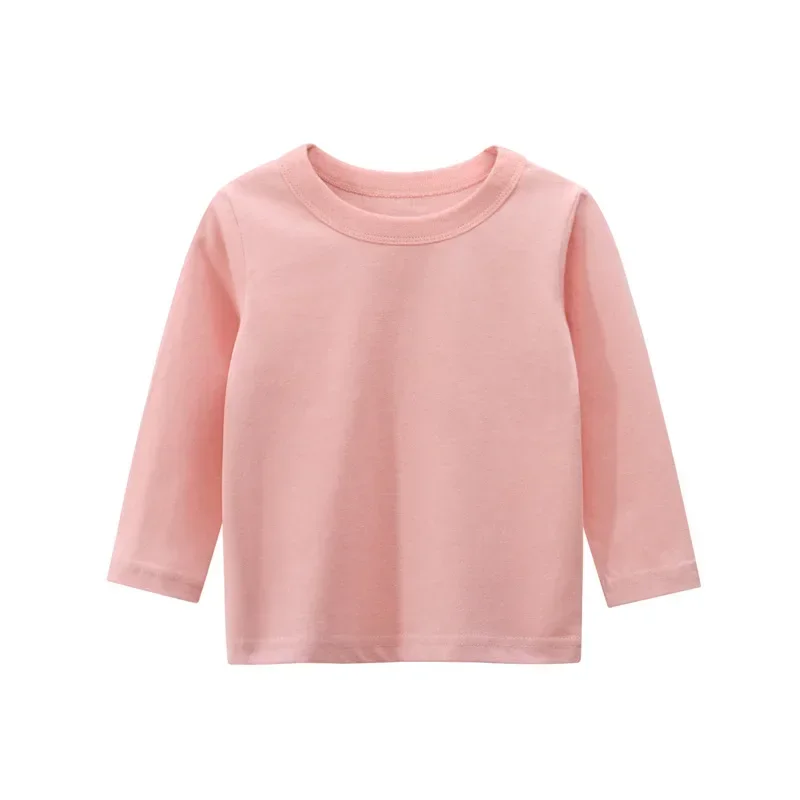 Children's Clothing Autumn 2025 Boy's Long Sleeves T-shirt Solid Color Cotton T Shirt Girls Active O-Neck Kids Clothes 2-9 Years