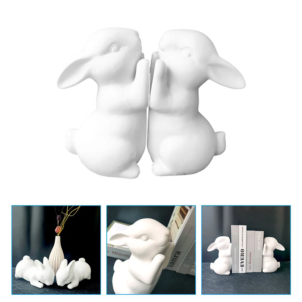 

1Pair Rabbit Ceramic Bookends Decorative Book Ends for Home Office Kids Room Desktop Book Organizer Display