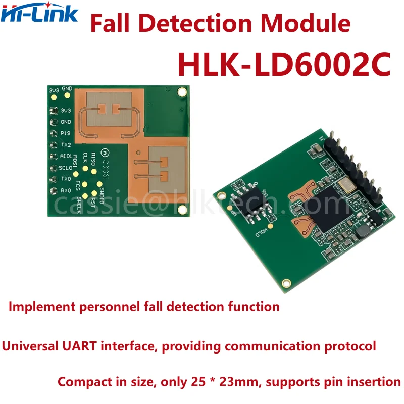 New 60GHz HLK-LD6002 FMCW radar module human respiratory alarm heart rate detection 2T2R PCB 1MB flash HLK-LD600B HLK-LD6002C