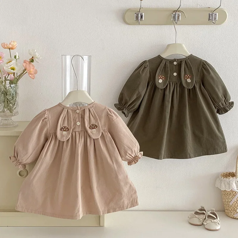 2026 New Spring Children Clothes Kids Princess Dresses Long Sleeved Cotton Embroidery 0-4Yrs Baby Girl Party Dress Sister Dress