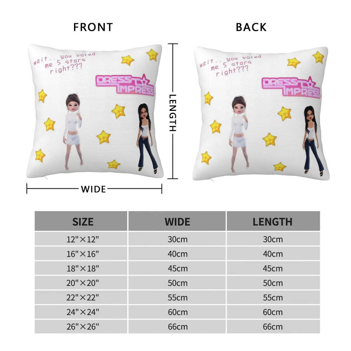 Dress To Impress Dress-up Game Square Pillowcase Polyester Linen Velvet Pattern Zip Decor Pillow Case Room Cushion Cover