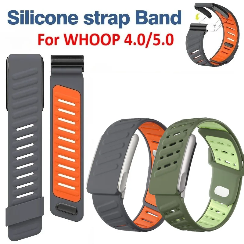 Compatible for Whoop 4.0/Whoop 5.0/MG SportFlex Wrist Band Soft-Touch Silicone Waterproof and Sweatproof Replacement Band
