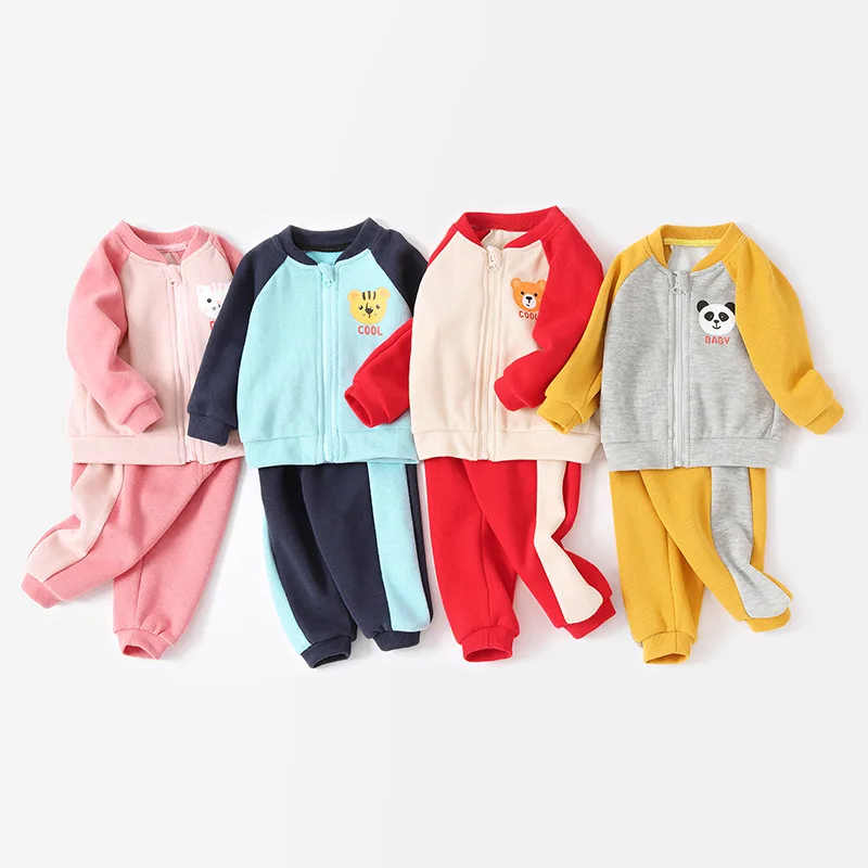 Autumn Infant Girl 2 Piece Clothes Set Cotton 1-3Y Cartoon Raglan Long Sleeve Jacket Striped Sweatpant Toddler Baby Boys Outfits