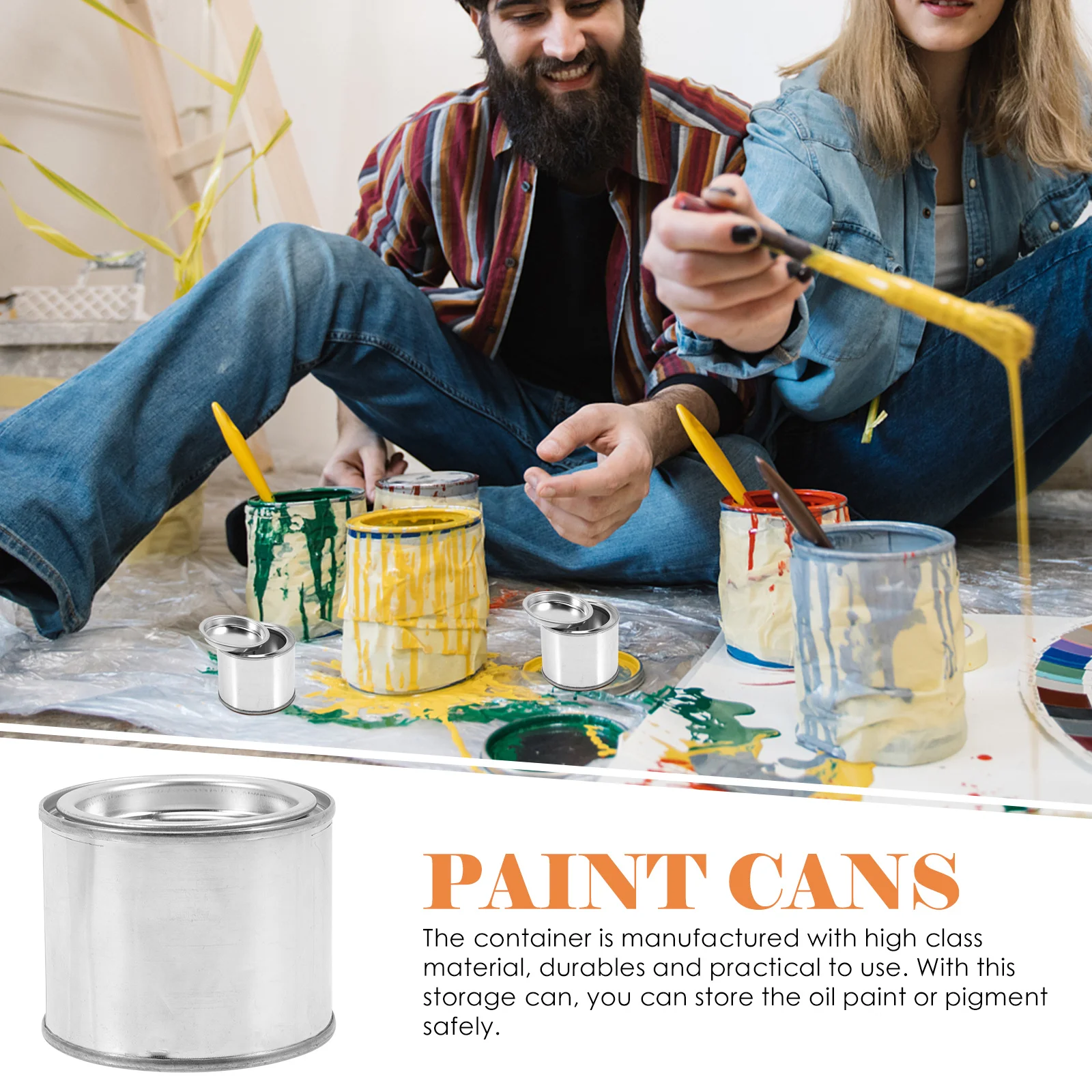 

10PCS 0.1L Handheld Metal Paint Cans Empty Round Oil Paintrong Storage Tin Durable Craft Ink Mixing Bucket with Handle