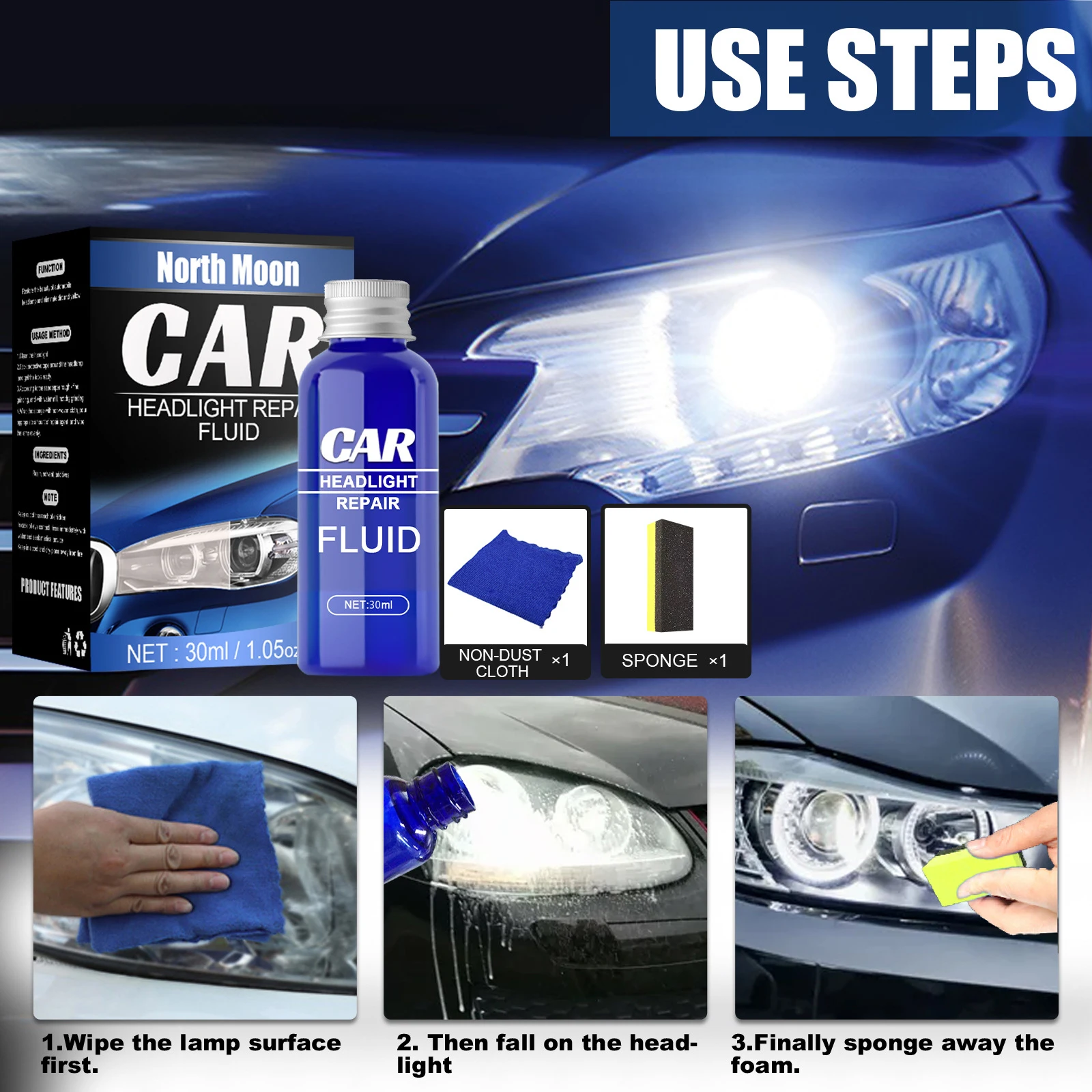 Car Headlight Restoration Polishing Kits Headlamp Scratch Remover Repair Cleaning Paste Remove Oxidation Headlight Polish Liquid