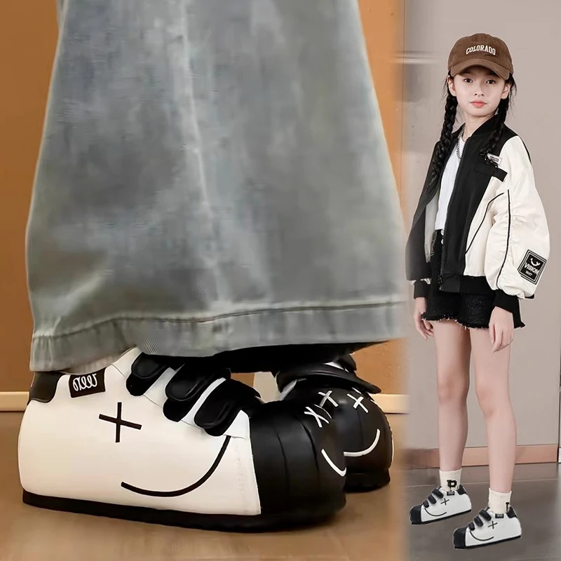 2025 herbst Campus Mode Neue Koreanische Casual Nette Kinder Oes Runde Kopf Magic Tape Oes Atmungsaktive Low Top Sport Schuh