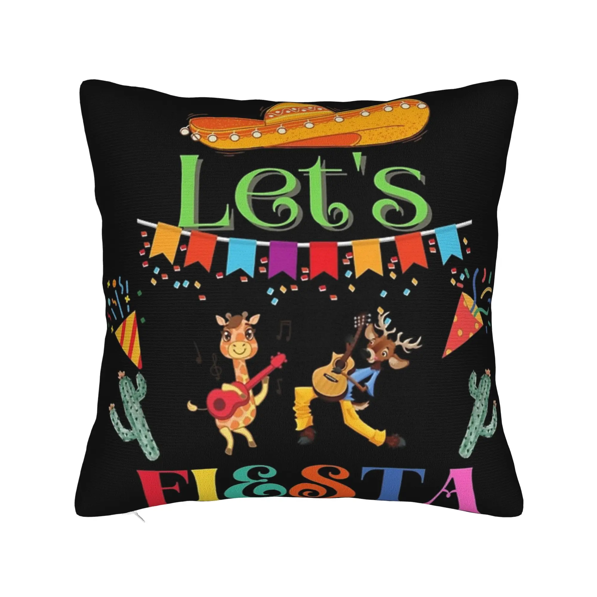 Let's Fiesta Cinco De Mayo  Pillow Cover Merch Printed Cushion Cover Decorative  Throw Pillow Case Cover Bed Multiple Sizes