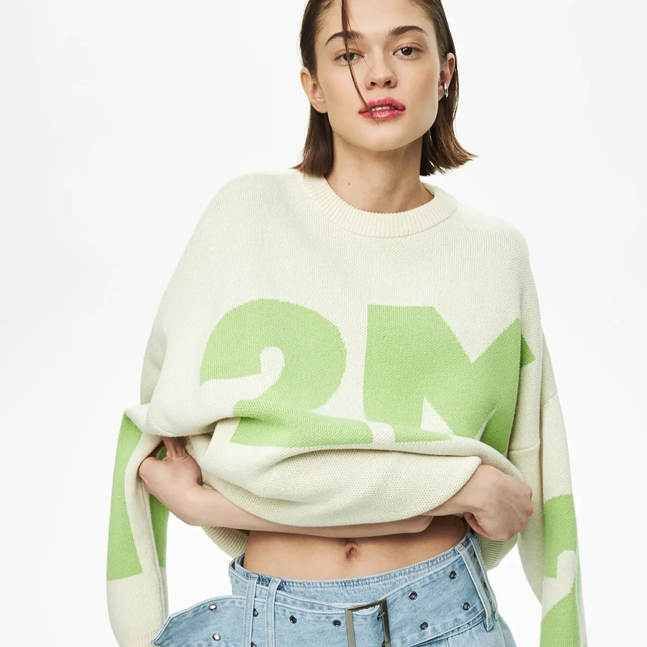 Knitted New European, American and Russian Popular Round Neck 2024 Autumn and Winter Loose Sweater Long Sleeves