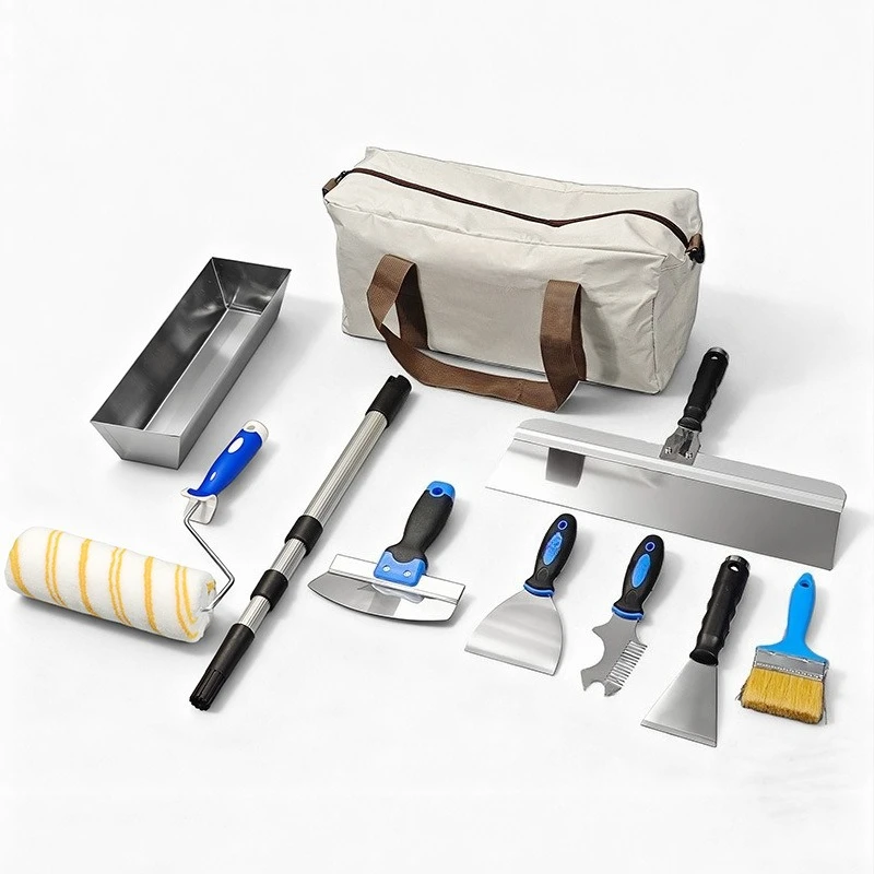 Stainless steel putty knife telescopic rod roller brush standing floor scraper bricklayer construction set