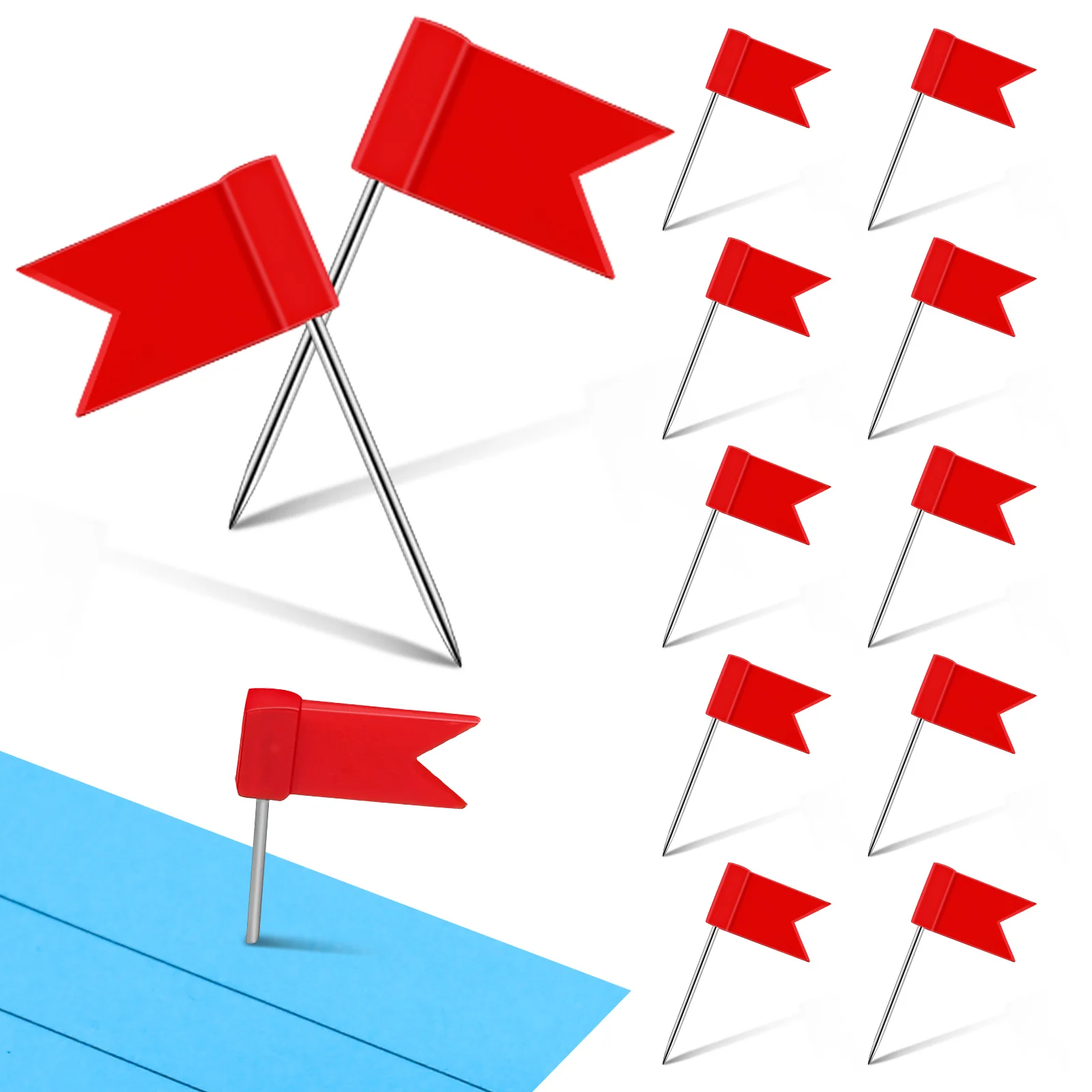 

50Pcs Colored Push Pins Red Flag Shape Tacks for Bulletin Board Map Marking Wall Photo Display School Office Organization Tools