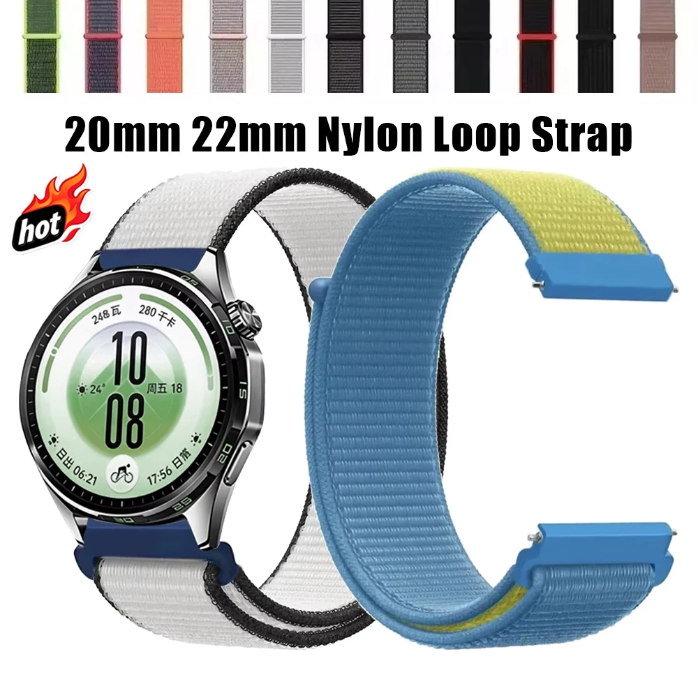Nylon Loop 20mm 22mm Strap For Huawei Watch 5 GT7/6/5/4 GT7/6/5 Pro 46mm Lightweight Wristband For Amazfit Active Max/Bip 6-Max