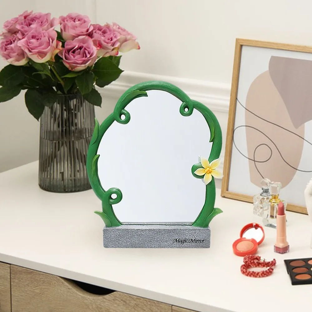 Espelho em forma de videira de flor portátil com base espelho de maquiagem de alta clareza decoração durável mini espelho cosmético para viagens em casa