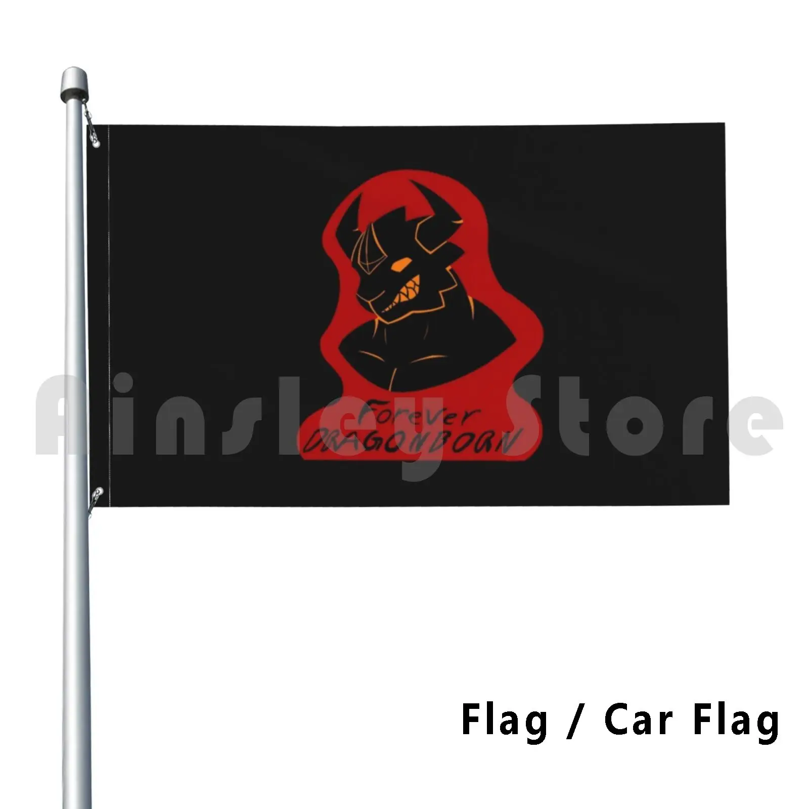 Forever Dragonborn Outdoor Decor Flag Car Flag And Dnd Dnd D D Dice Dragonborn Fantasy Tabletop Draconic Red Dragon