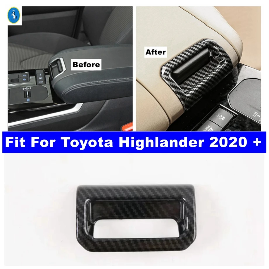 

Carbon Fiber Look Auto Center Console Armrest Box Switch Decor Cover Trim For Toyota Highlander 2020 - 2025 Accessories Interior