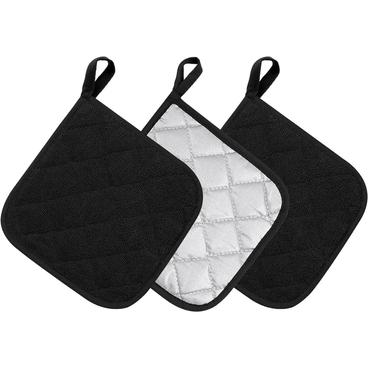 3PCS Pot Holders for Kitchen Cotton Terry Hot Pads Pot Holders Soup Pot Heat Pad