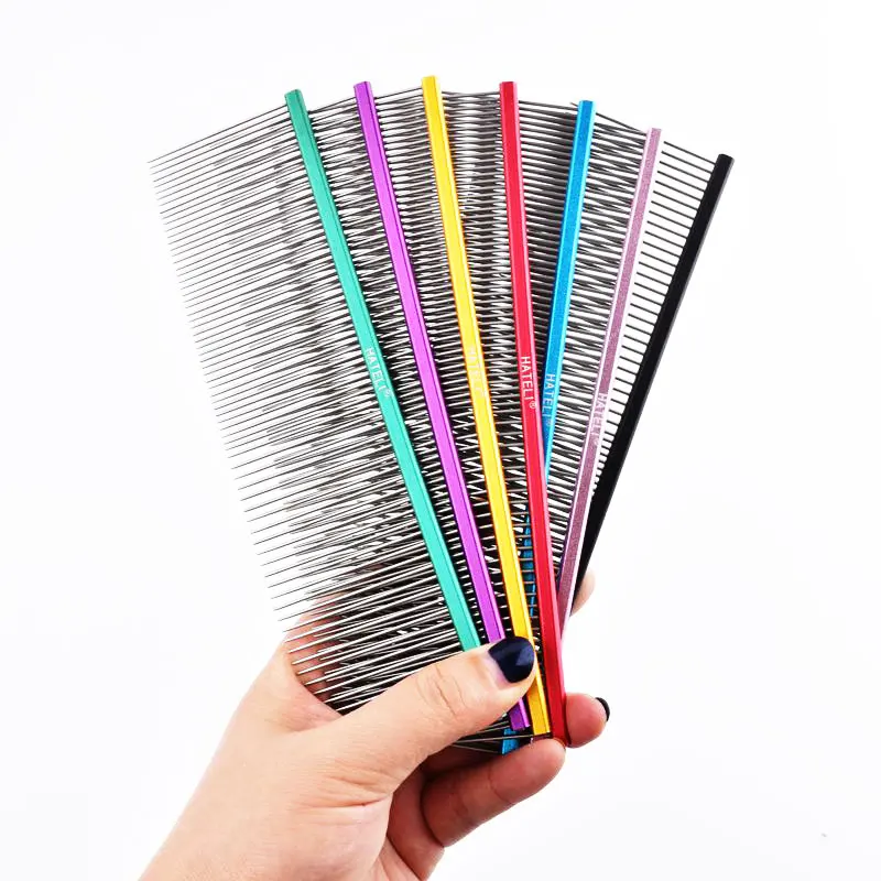 Light Aluminum Pet Comb Professional Dog Grooming Comb Cat Cleaning Hair Trimmer Brush Pet Accessories 7 Colors Optional 16/19cm