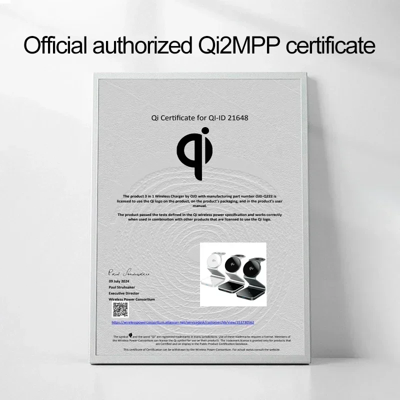 Magnetic Wireless Charger Stand Aluminum Alloy 3 in 1 Fast Charging Station Dock for iPhone 16 15 14 13 12 IWatch9 8 Airpods Pro