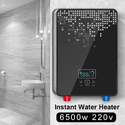 Instant Electric Water Heater Shower Bathroom Faucets Kitchen Tap Water Heater 220V 6500W Digital Display Temperature Automatica