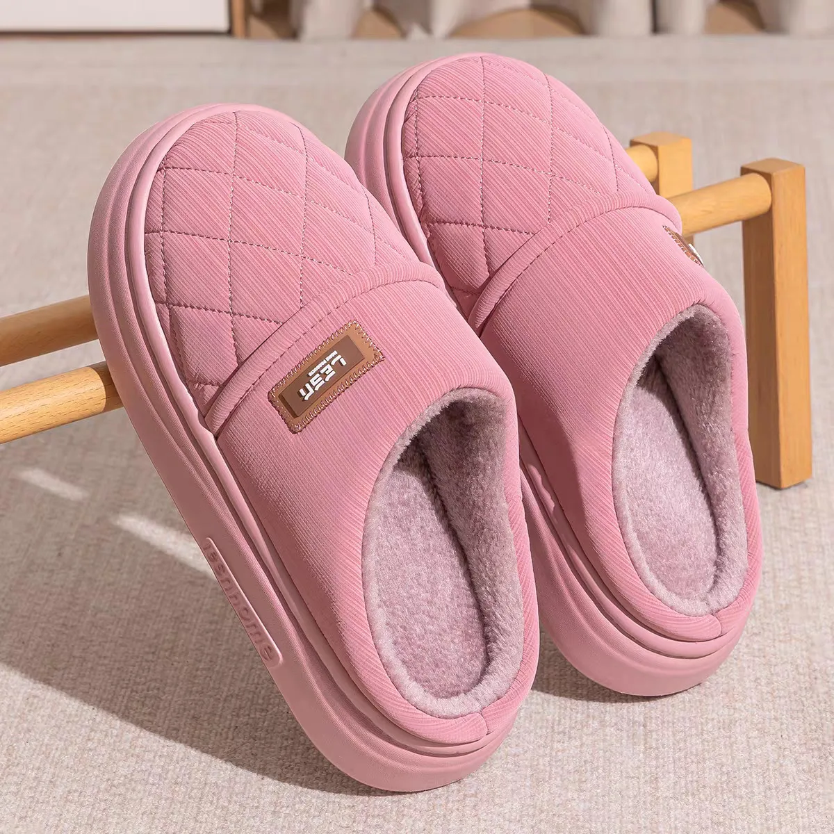 

New Winter Autumn Slippers Waterproof Women Cotton Slides Men Home Non-Slip Floor Shoes Couples Warm Slipper Soft Furry Flats