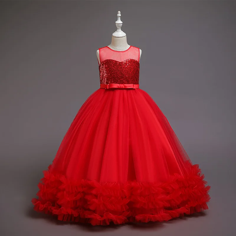 

Вечерние платья для девочек, новогоднее длинное платье для девочек на свадьбу, От 4 до 12 лет, с блестками