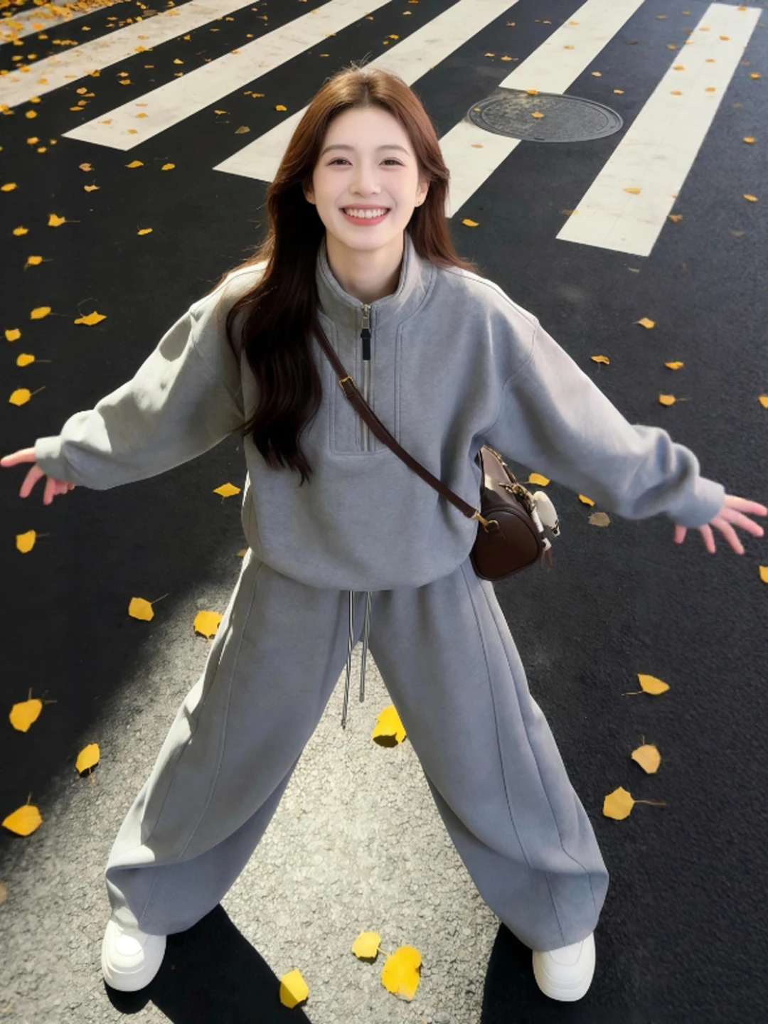 

Корейский комплект из мягкой ветровки и брюк-кюлотов: стильный и теплый зимний образ для женщин