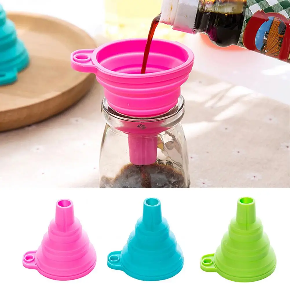 Kitchen Funnel Liquid Funnel 5pcs Foldable Silicone Funnels Mini Collapsible Oil Transfer Tools Portable Small for Kitchen