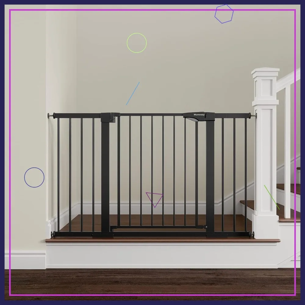 

Extra Wide Baby Gate 29.5-51" Auto Close Walk Thru Door, Pressure Mounted Pet Gate for Stairs, Doorways, Hallways, Black
