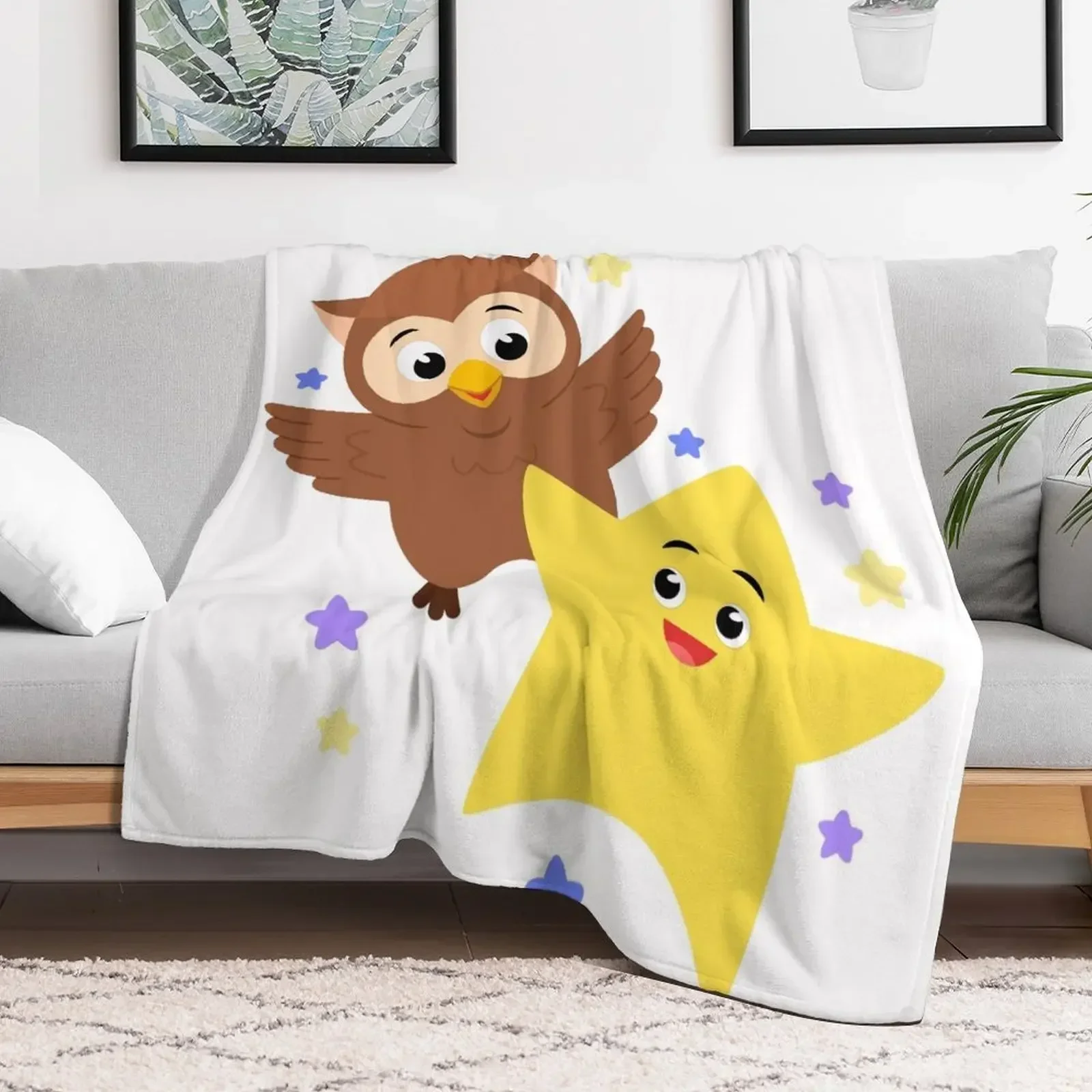 

Twinkle Twinkle: Owl & Star Throw Blanket Comforter Flannel Fabric Nap Flannel Blankets