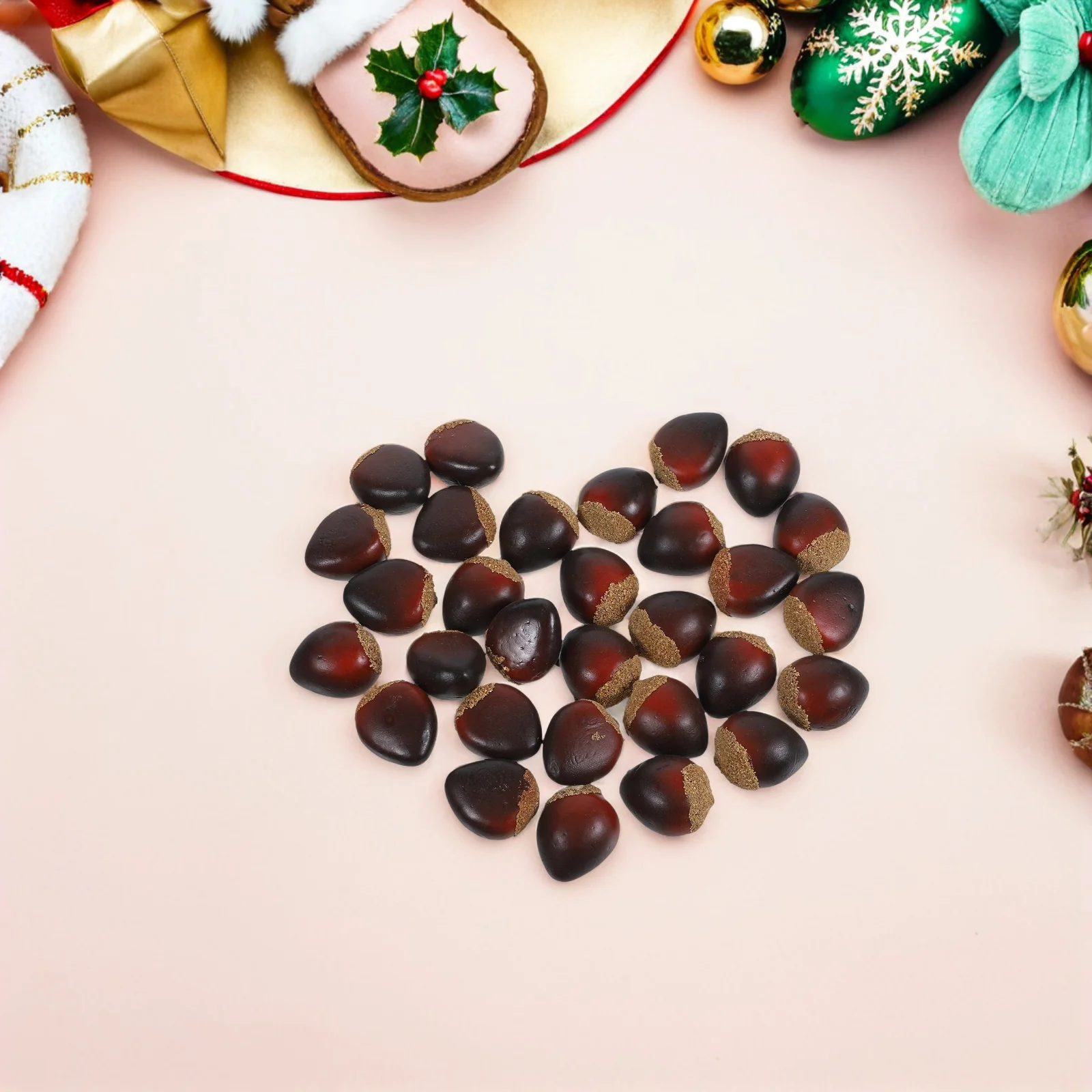 

40Pcs Simulation Chestnuts Artificial Chinese Chestnut Nuts Faux Food Props Decoration Photo Cake Display Festival Table Decor
