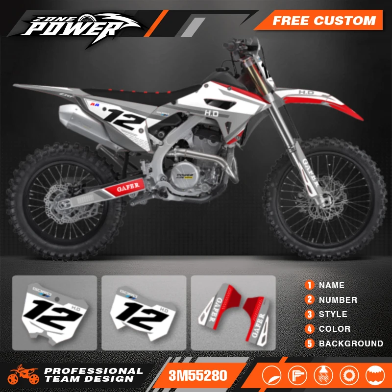 Powerzone Motorcycle Graphic Decal Stickers Kits For Honda CRF250RX 2022-2024 CRF450RX 2021-2024 Number Name Customize 07