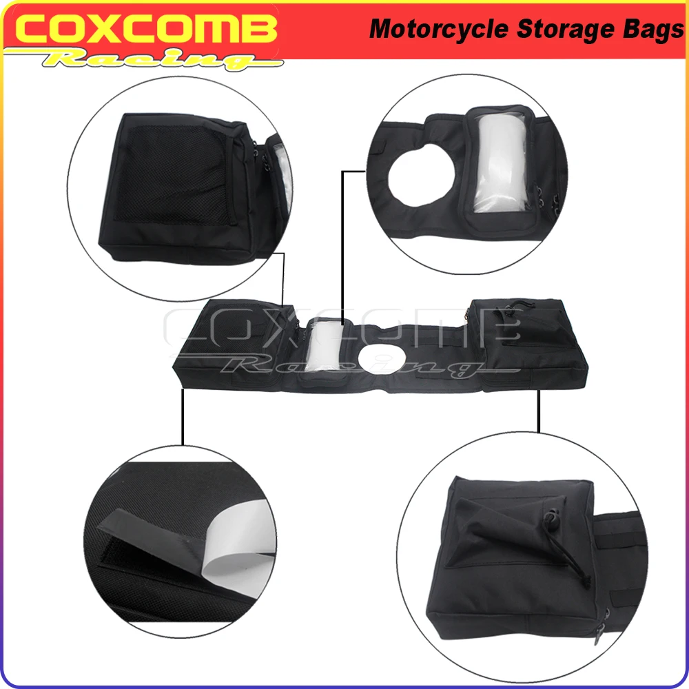 Universal Motorcycle Black Storage Bags Fuel Tank Saddlebag Scooter Saddle Bag For Honda Yamaha Suzuki Sportster Racing ATV UTV