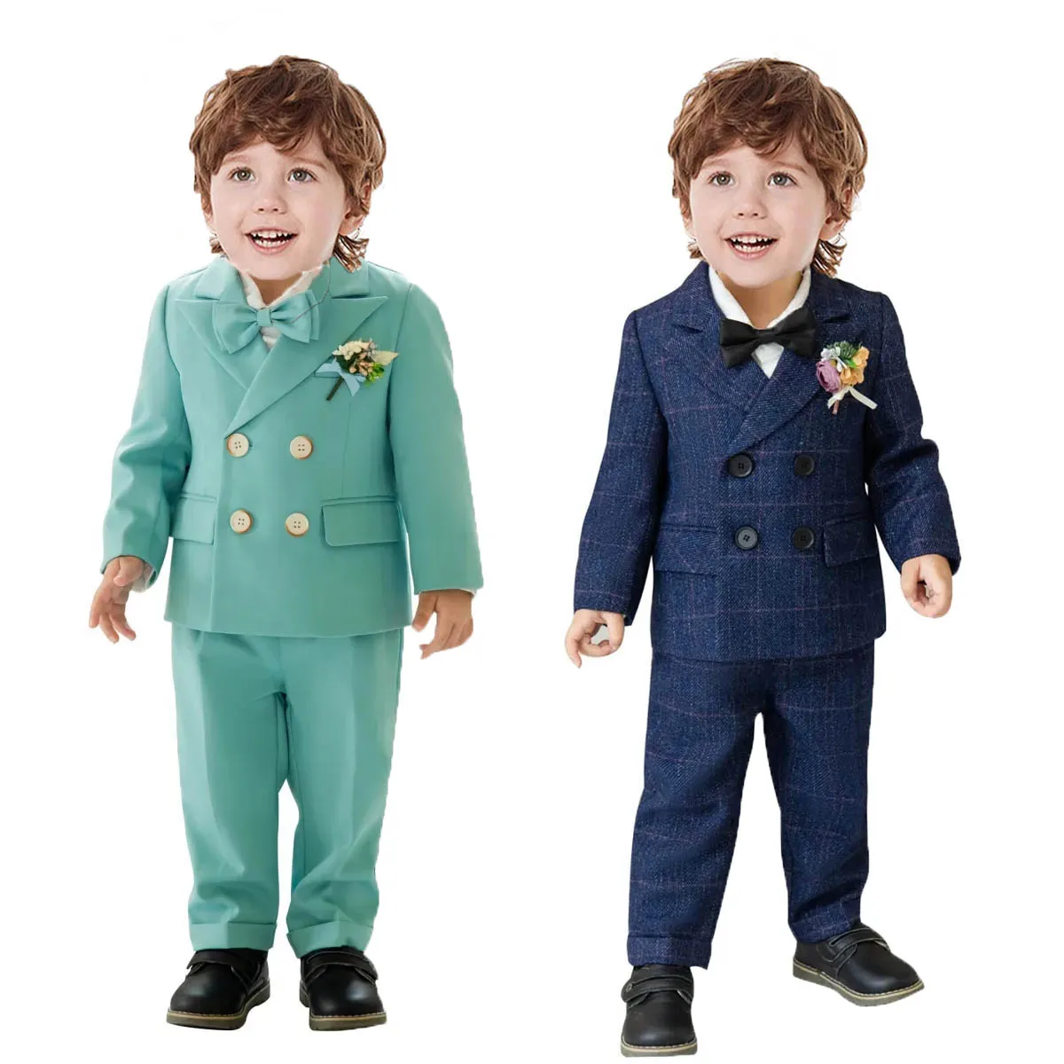 

Prince Kids Party Photography Suit Boys Formal Jacket Vest Pant Flower Bowtie 4P Ceremony Costume Children Wedding Tuxedo Dress