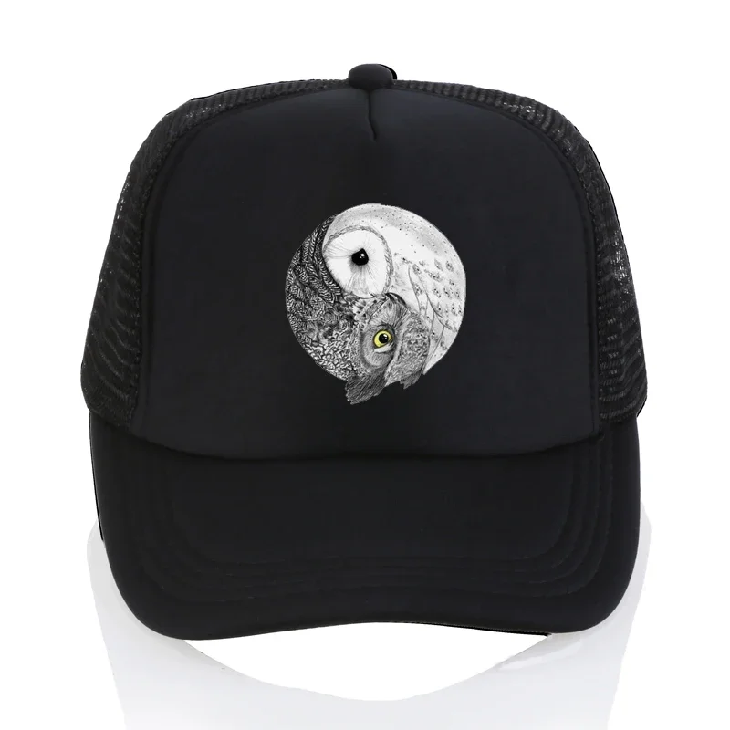 

Cartoon Owl Pattern Hat Men Women Lovely Tai Chi Owl Baseball Cap yin-yang symbol Hats