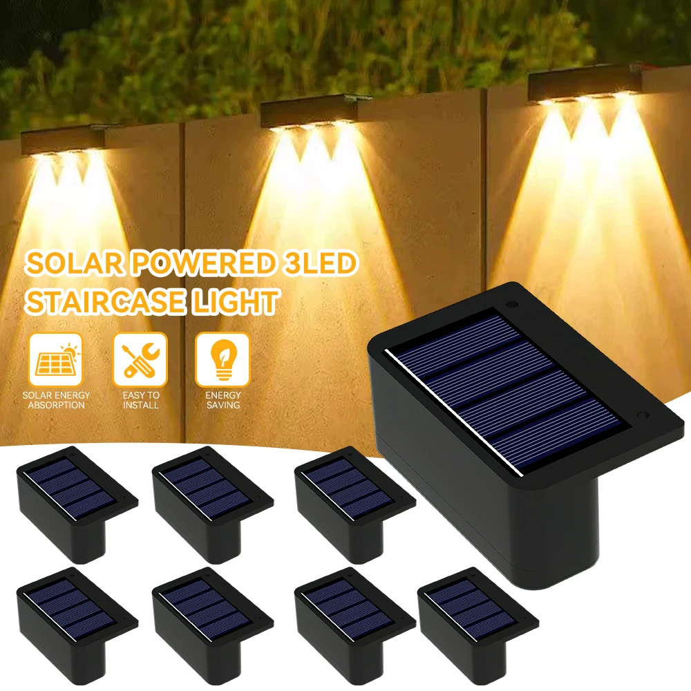 

3LED Solar Wall Lamp Outdoor Waterproof Up and Down Illuminate Home Garden Yard Fence Decoration Outside Sunlights