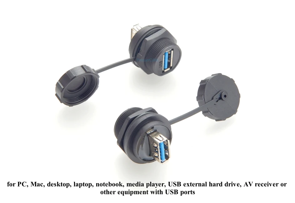 USB3.0 A IP67 Wasserdichter Einbau-Steckverbinder Typ A Buchse-zu-Buchse USB-Schottwand-Koppler-Adapter Durchgangsbuchse mit Abdeckung – Detail 4