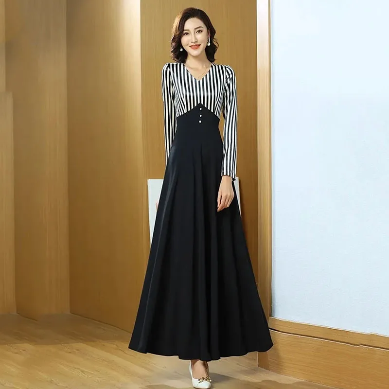 

Spring Autumn Fake two-piece Dresses Women 2025 New Long Sleeve Female Dress Elegant Ladies Long Dresses Ladies Vestidos