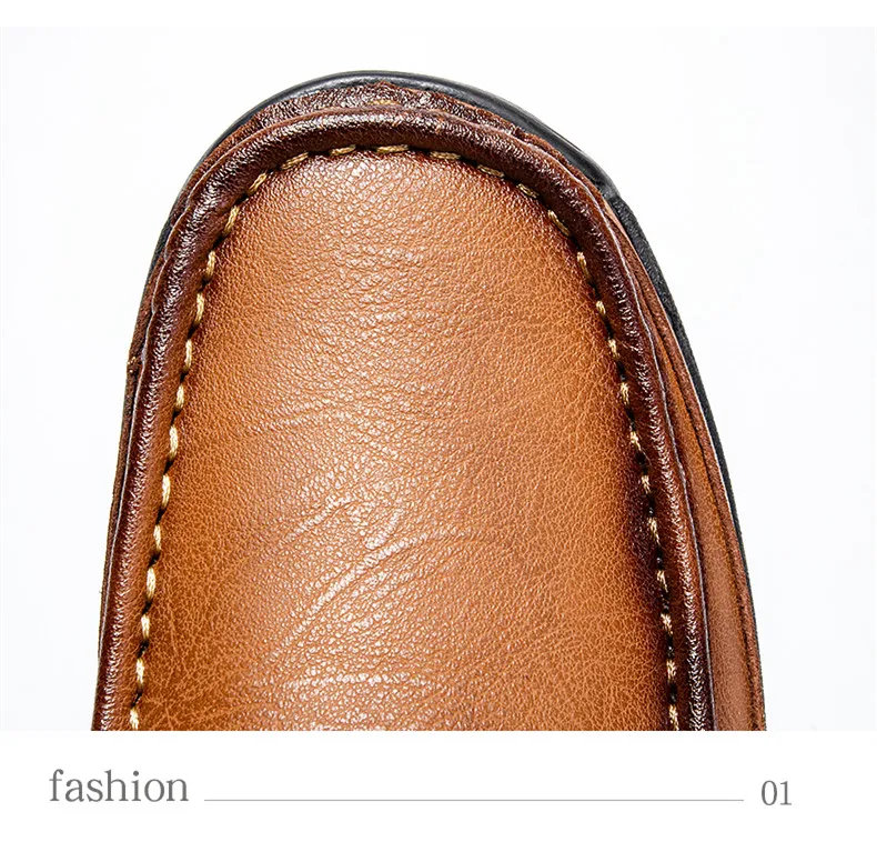 Neue handgefertigte Lederschuhe für Herren, Outdoor-Slipper, lässige Herrenschuhe, modische flache Herren-Fahrschuhe, Mokassins, Wanderschuhe – Detail 3