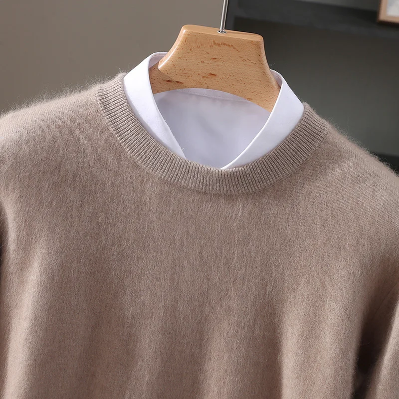 Men's Sweater, Knitted Pullover, Thick, Casual, Warm, Long Sleeved, Loose, Solid Color, Versatile, 2026 Winter Cashmere Sweaters