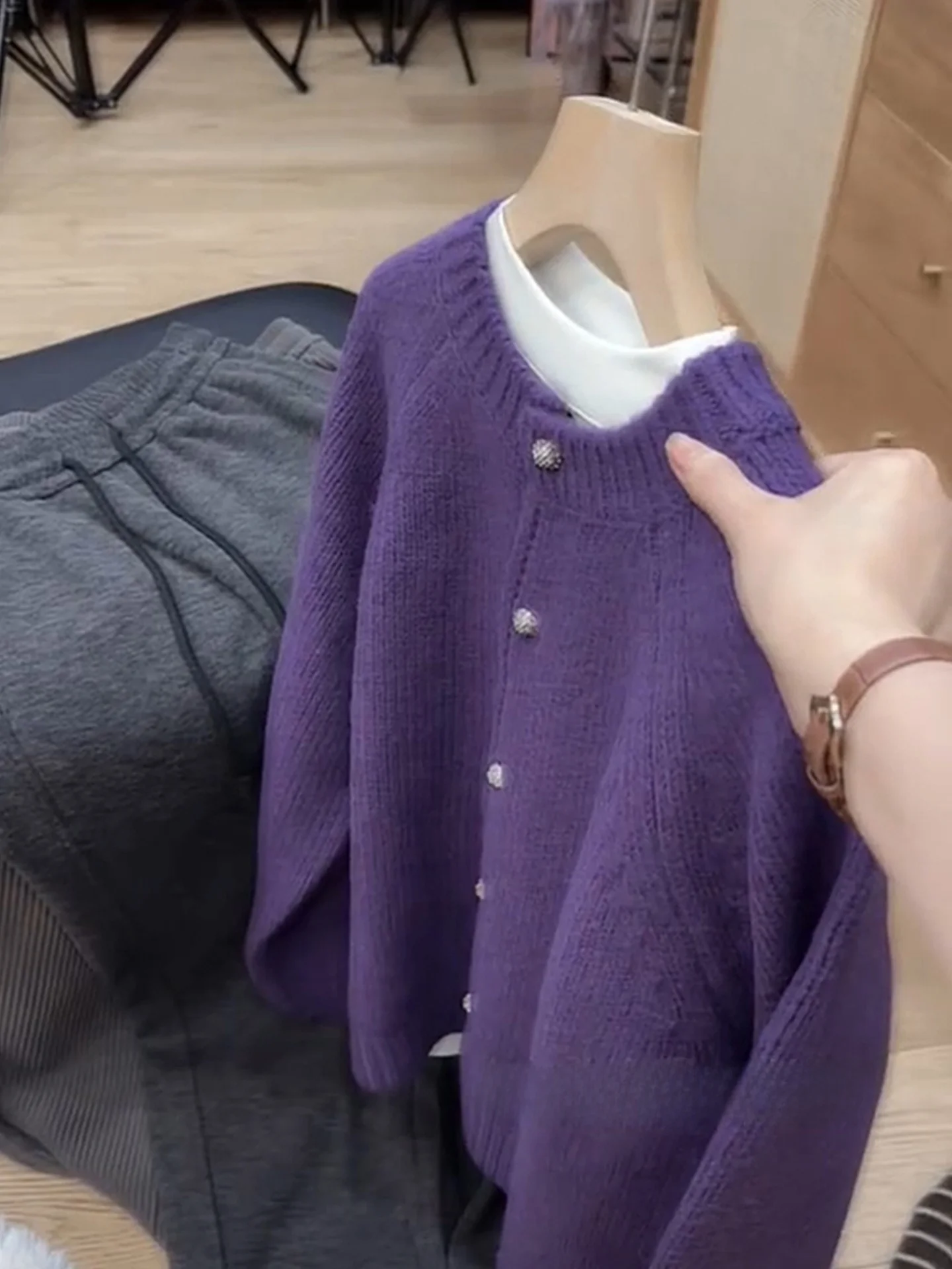 

Soft Simple Open Cardigan Long Sve Loose Knitted Sweater Pure Color Winter Warm Top Lazy Feelings White Enhancing irt