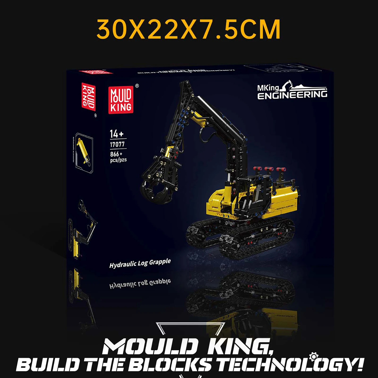 Mould King 17077 blocs de construction hydraulique bûche grappin modèle MOC grue mécanique jouet multi-engrenages contrôle pièces pneumatiques 866 pièces
