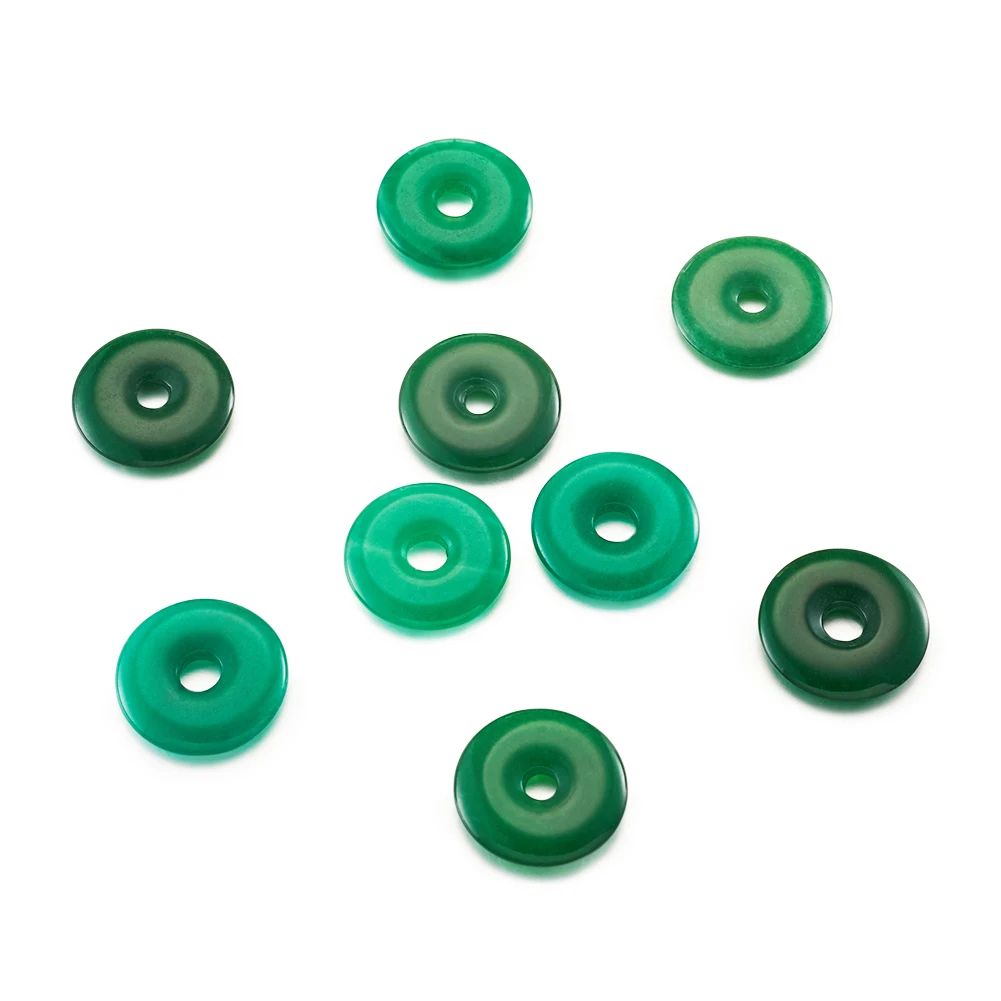 

10pcs Natural Stone Malaysia Jades Round Donut Charms Pendant for Diy Jewelry Making Women Men Necklace Pendant