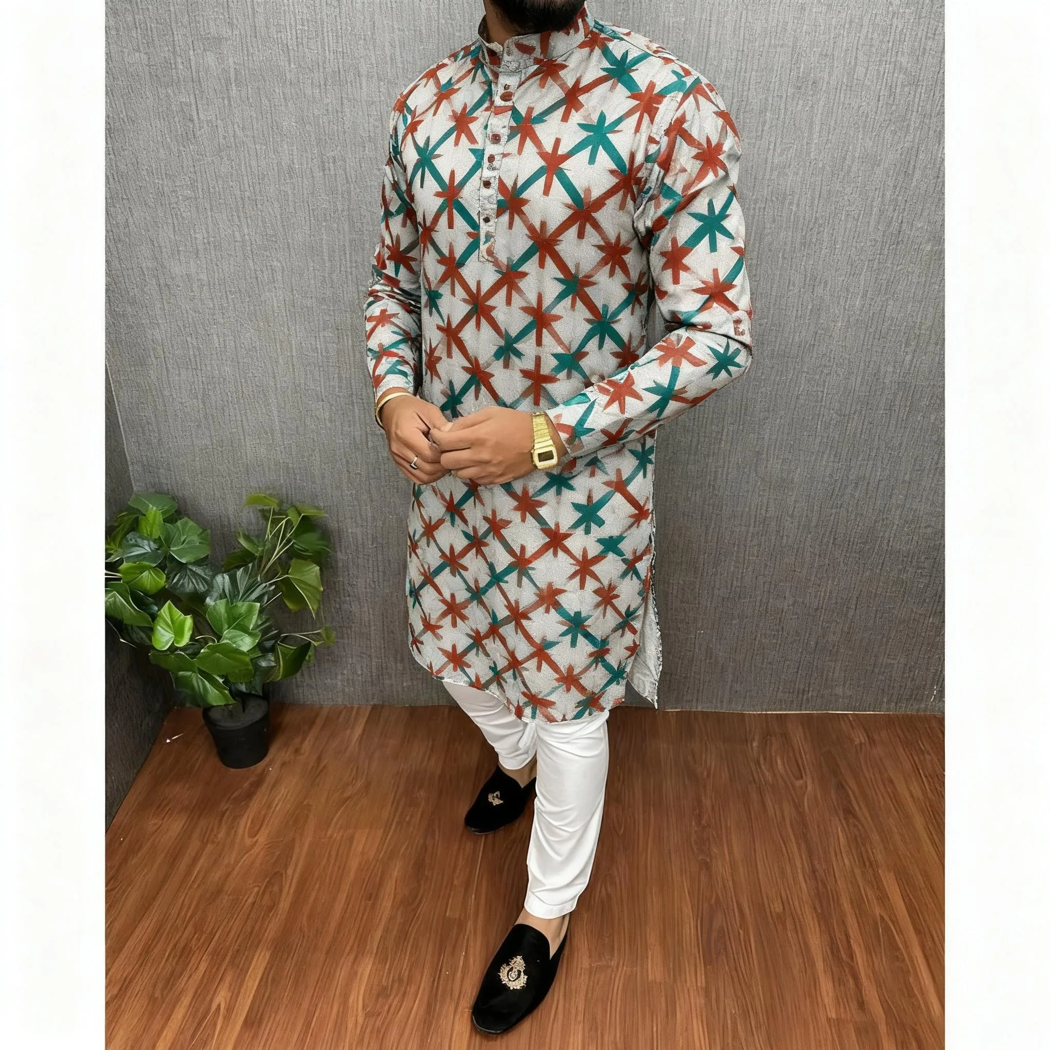 2026 New Traditional Clothing For Men Asian And South Asian Styles Mandarin Collars Men's Polo Sleeves Vetement Musulman Homme