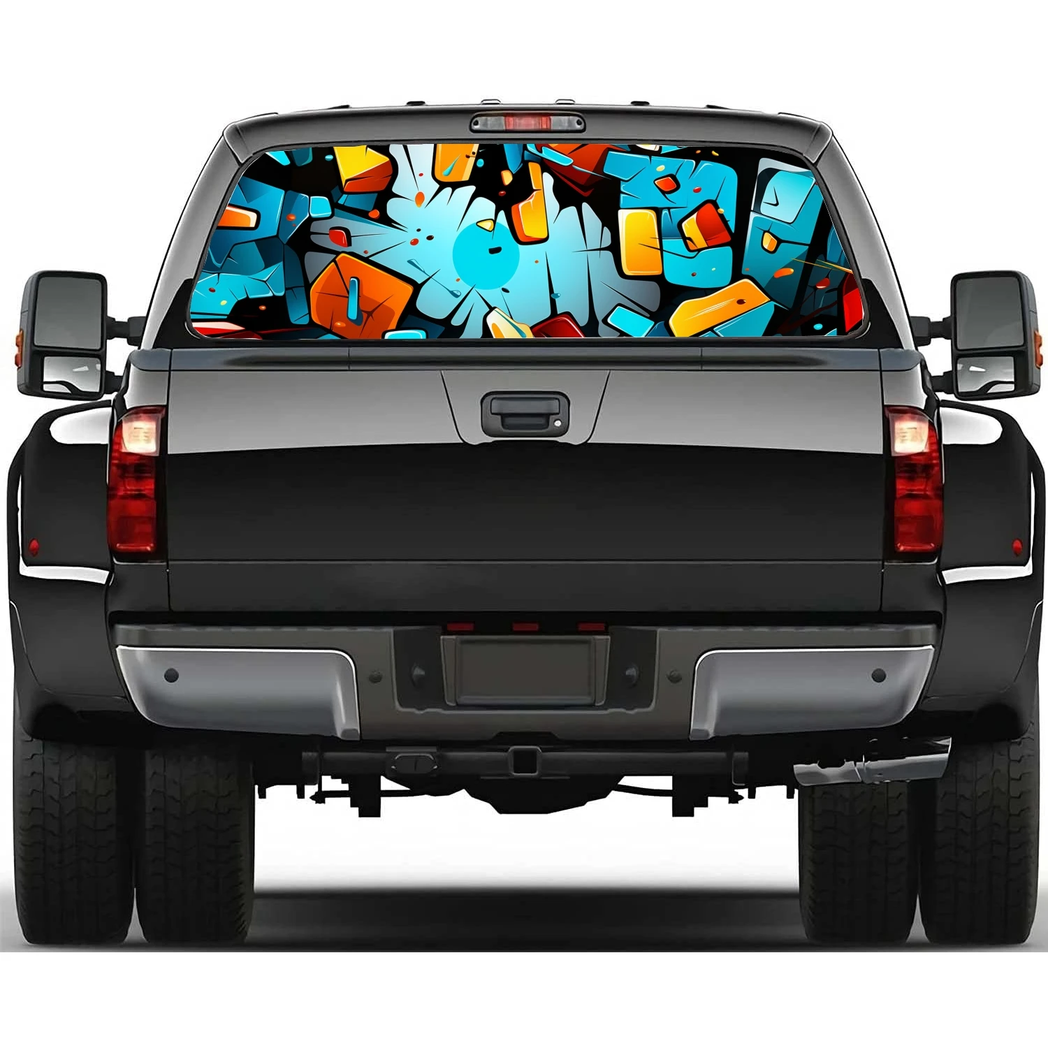 

Abstract 3D Render Design Car Rear Window Decal Fit Pickup,Truck,Car Universal See Through Perforated Back Window Vinyl Sticker