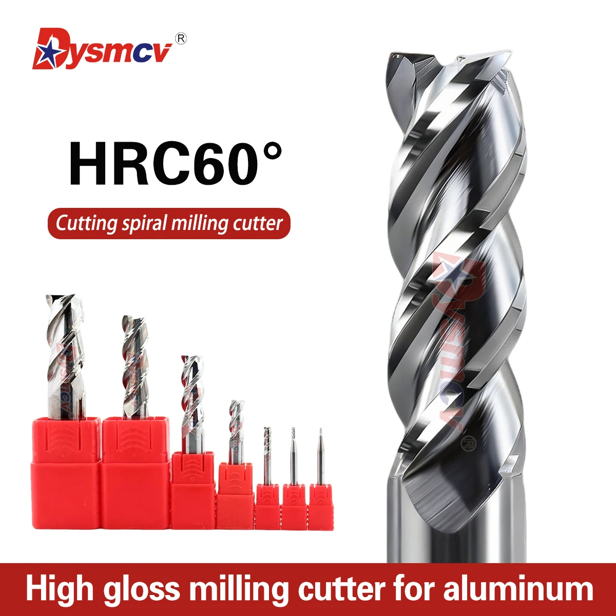 Fresa de Faceamento HRC60 de 3 Dentes para Alumínio, Fresa de Corte Helicoidal de Ponta Plana em Liga, ca 1mm-12mm 2mm 2.5mm 3mm 4mm 5mm 6mm 8mm