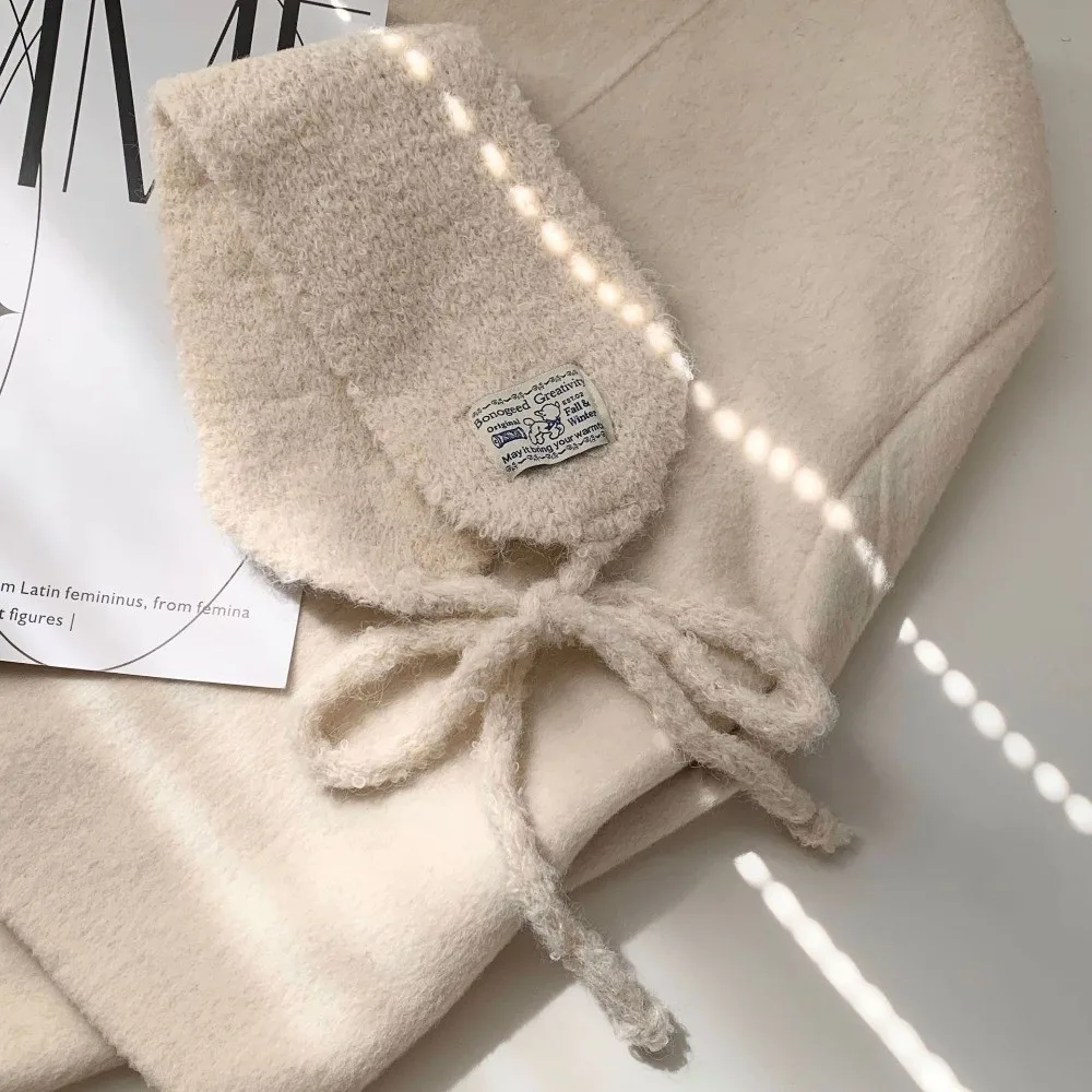 

Моющийся шарф с мехом ягненка, длинный прямоугольный шарф из полиэфирного волокна, защита ушей, многофункциональные зимние аксессуары для женщин