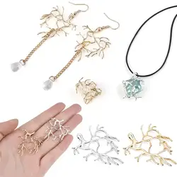 5 pezzi placcatura in rame argento 27x31mm ramo di un albero base vuota pendenti per collana per cabochon cammeo gioielli fai da te che fanno accessori