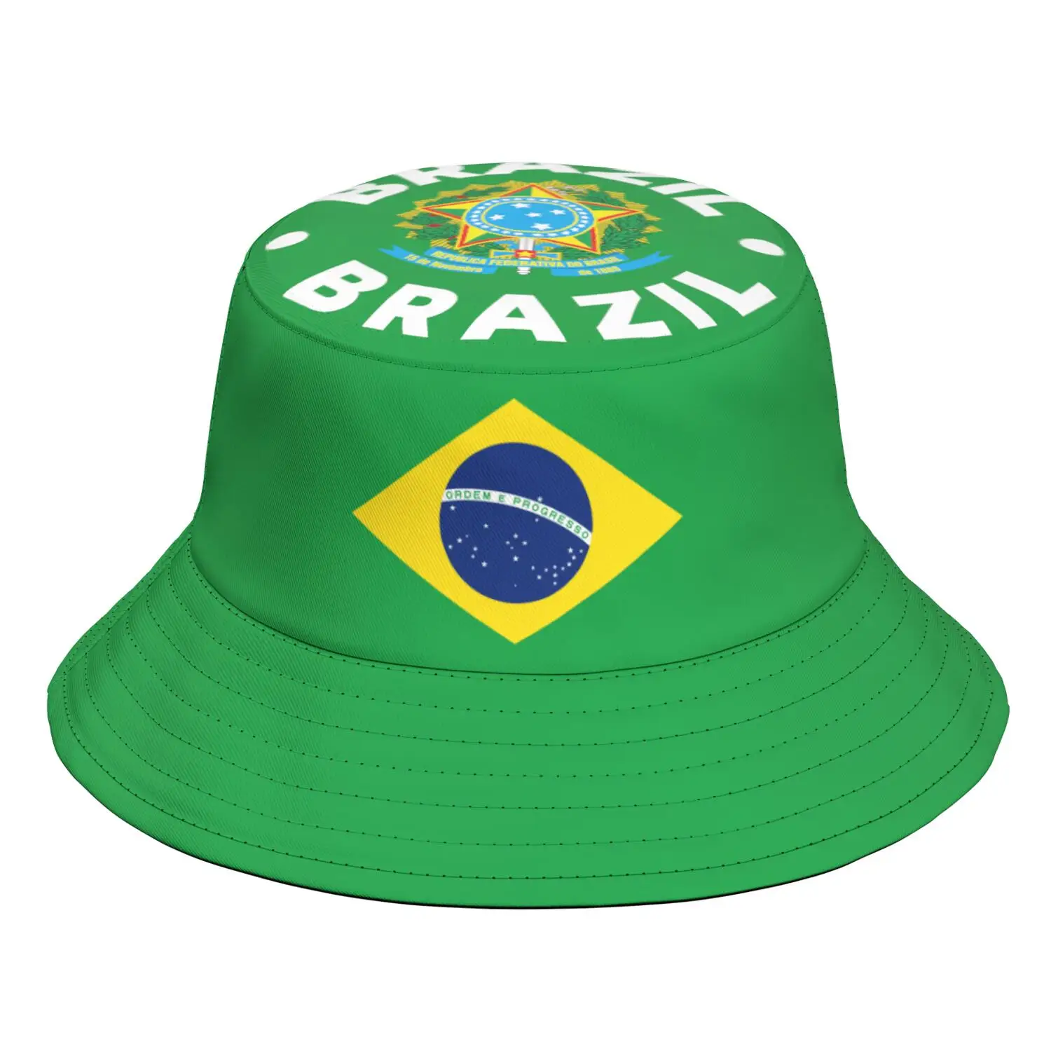 Brazil Fisherman Hats Custom Made Name Team Logo Bucket Cap Country Travel Portugal Nation Brasil Flag Print Photo Headgear