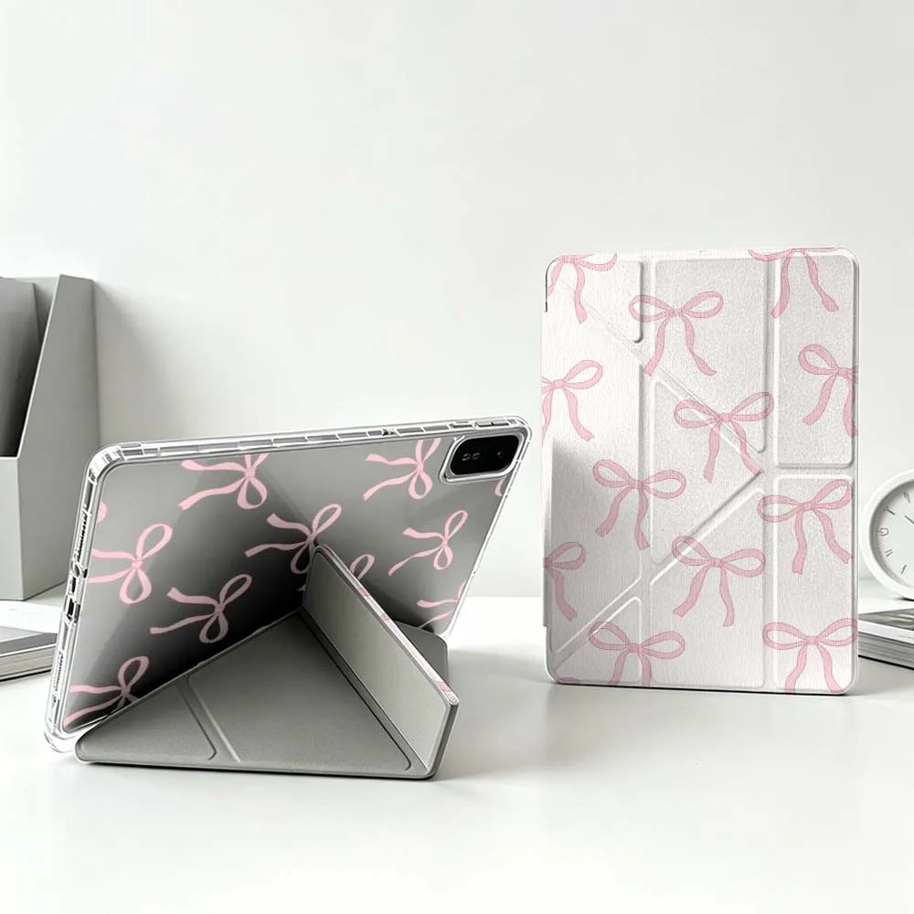 

Minimalist Pink Bow Soft For Xiaomi Mi Pad 8 7 6 5 Pro Redmi Pad SE 2 Poco Pad Foldable 3Y Tablet Case