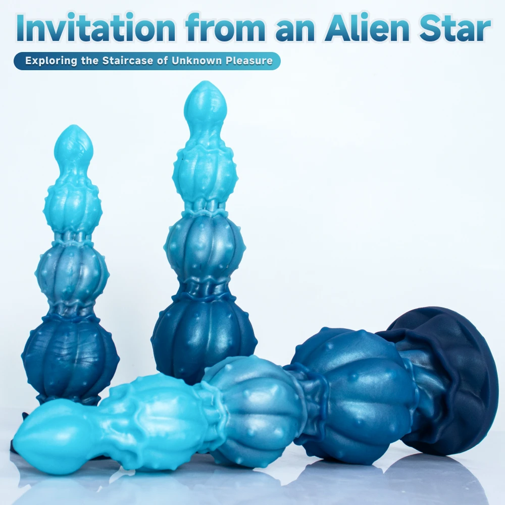 Oieffur Sex Toys Design Alternativo Plugue Anal para Homens Gradiente Azul Avançado Silicone Mulheres Vibradores Disponíveis em Vários Tamanhos