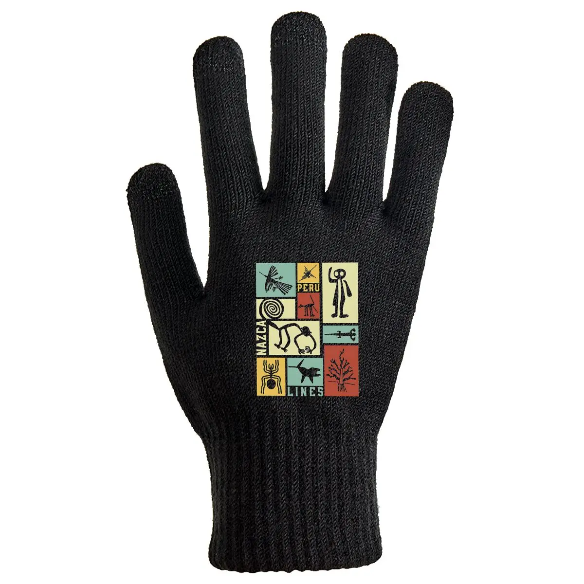 Guanti resistenti al freddo per esterni con grafica a tema Nazca Lines Perù, caldi e antiscivolo